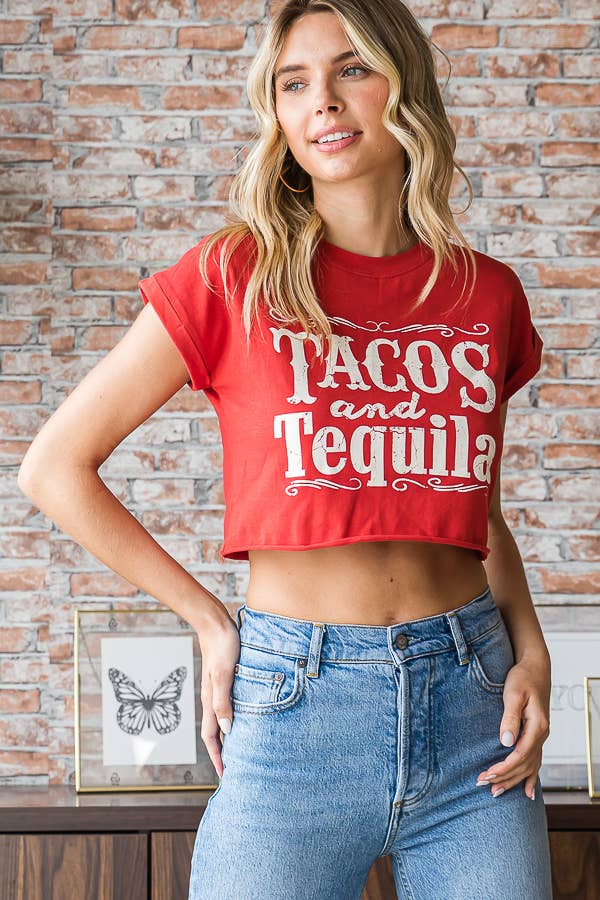 Fiesta Time Tacos and Tequila Cropped Tee