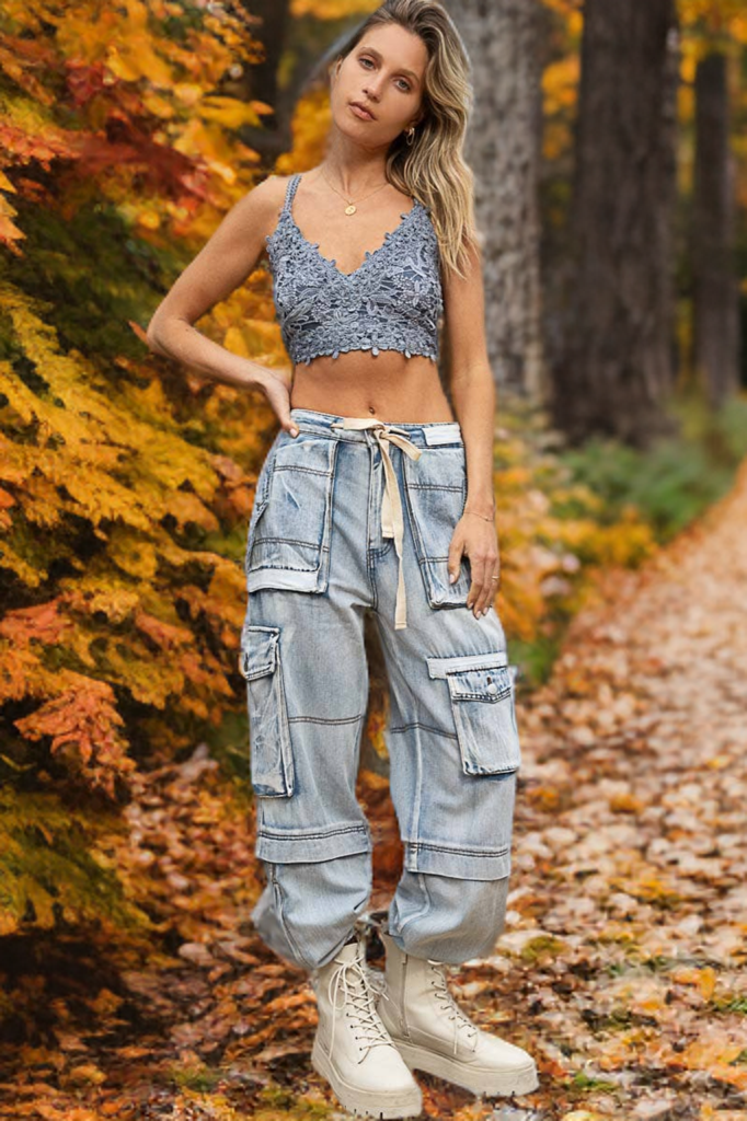 Denim Cargo Jogger Pants