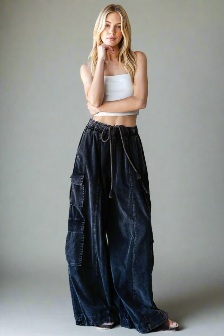 Back in Black Corduroy Cargo Jogger