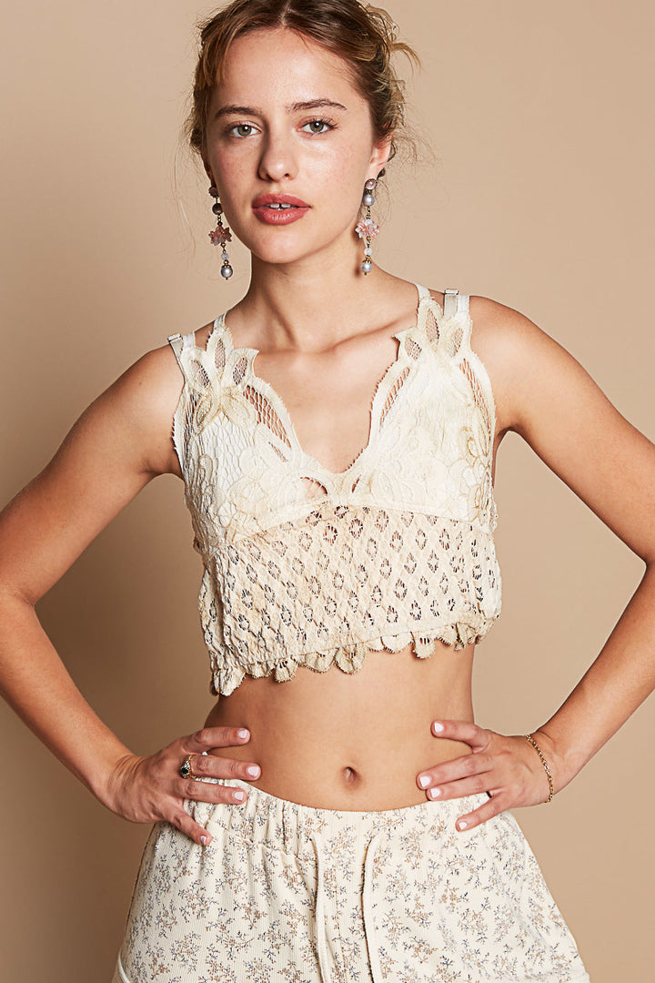 Crochet Crush Bralette Top, Ivory