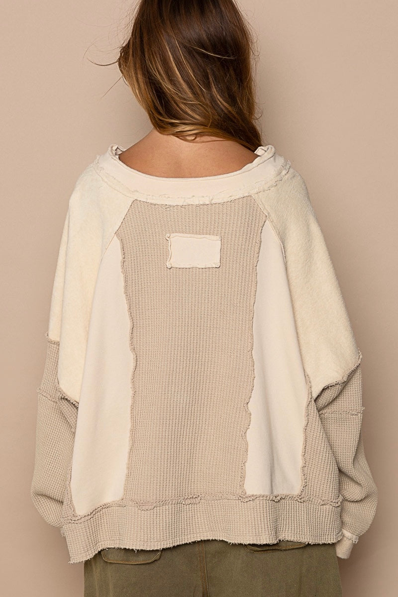 Notched Up Knit Top, Beige